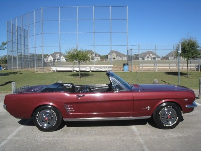 1966 Burgundy Ford Mustang Convertible