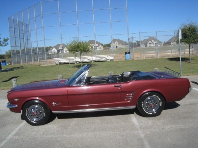 1966 Burgundy Ford Mustang Convertible