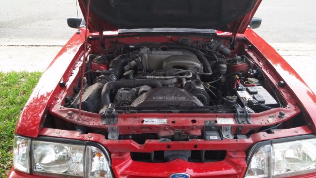 1992 Red Ford Mustang Convertible