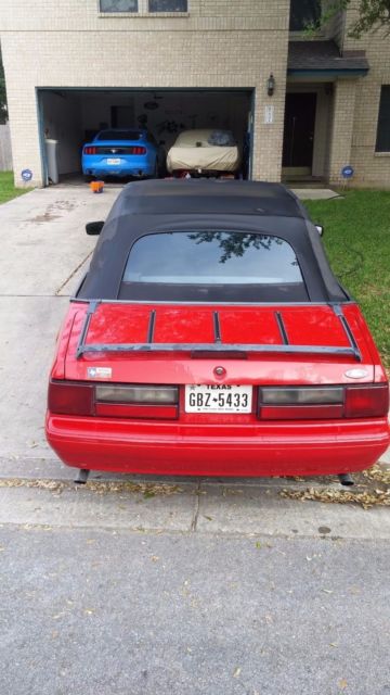 1992 Red Ford Mustang Convertible