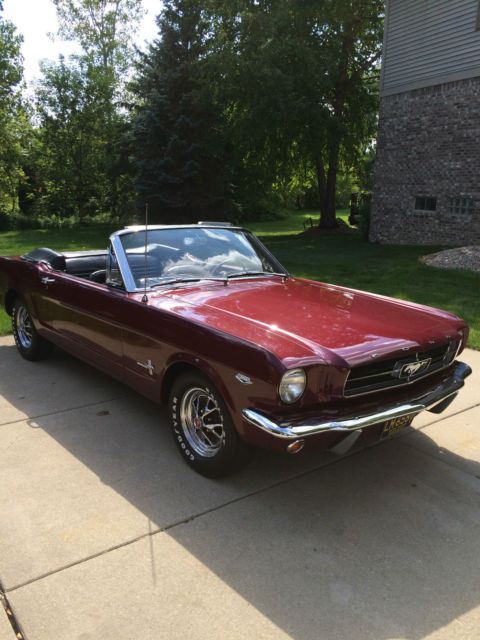 1965 Burgundy Ford Mustang Convertible