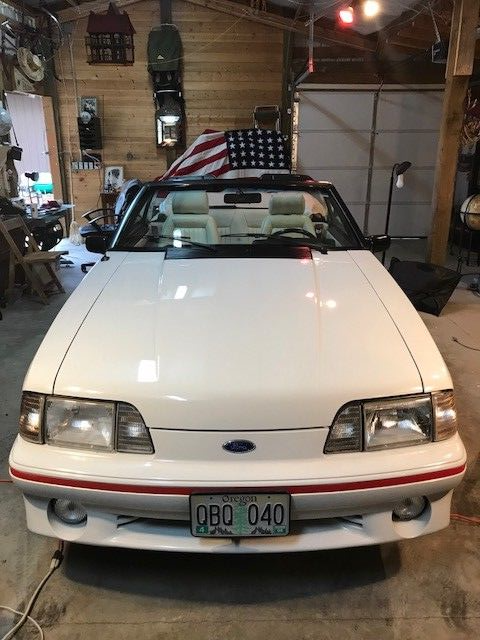 1989 White Ford Mustang Convertible