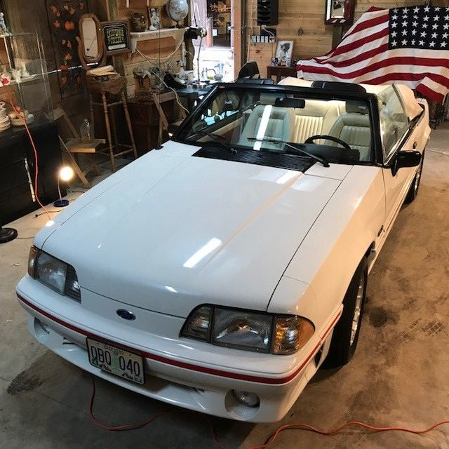 1989 White Ford Mustang Convertible