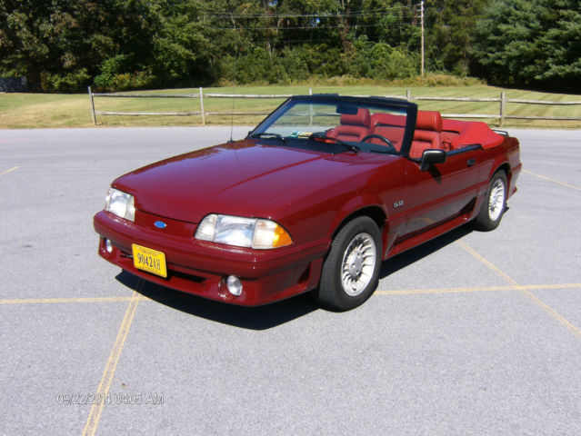 1989 Red Ford Mustang Convertible