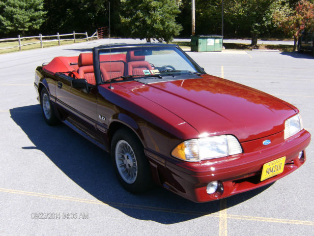 1989 Red Ford Mustang Convertible