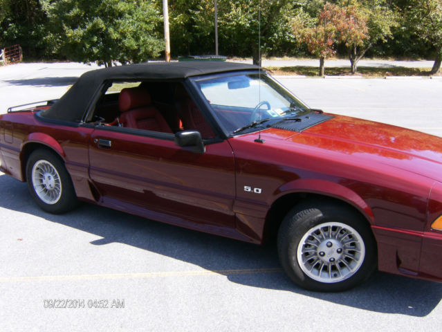 1989 Red Ford Mustang Convertible