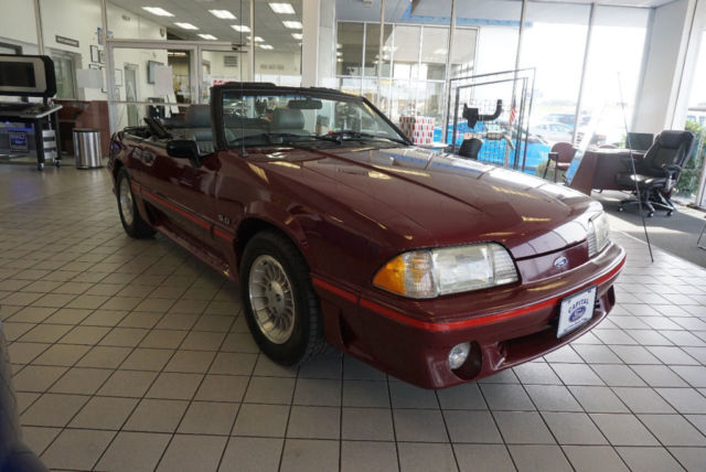 1989 Burgundy Ford Mustang Convertible