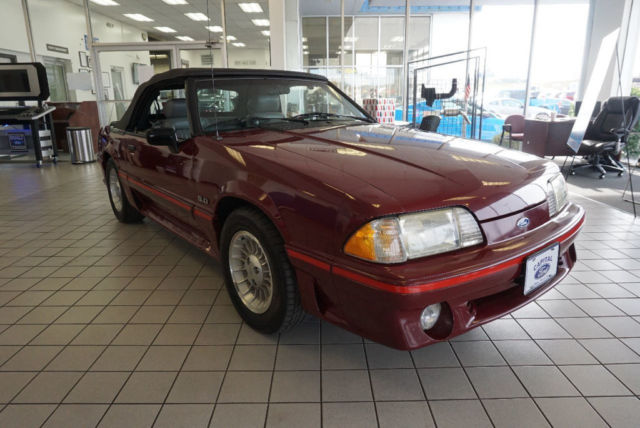1989 Burgundy Ford Mustang Convertible