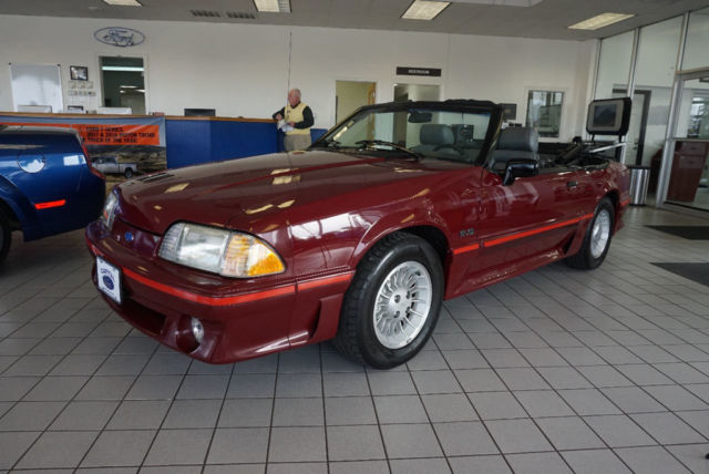 1989 Burgundy Ford Mustang Convertible