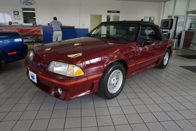 1989 Burgundy Ford Mustang Convertible
