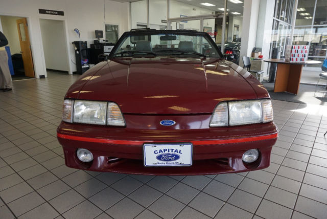 1989 Burgundy Ford Mustang Convertible