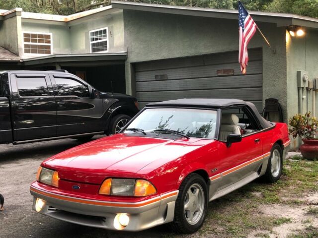 1989 Red Ford Mustang Convertible
