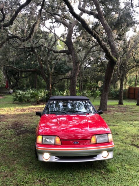1989 Red Ford Mustang Convertible