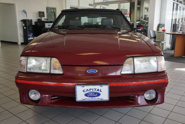 1989 Burgundy Ford Mustang Convertible