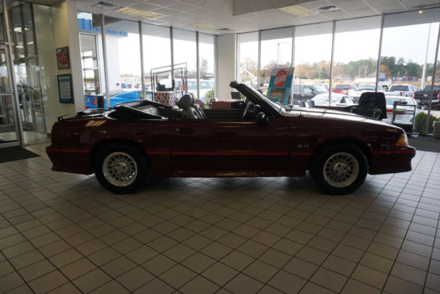 1989 Burgundy Ford Mustang Convertible