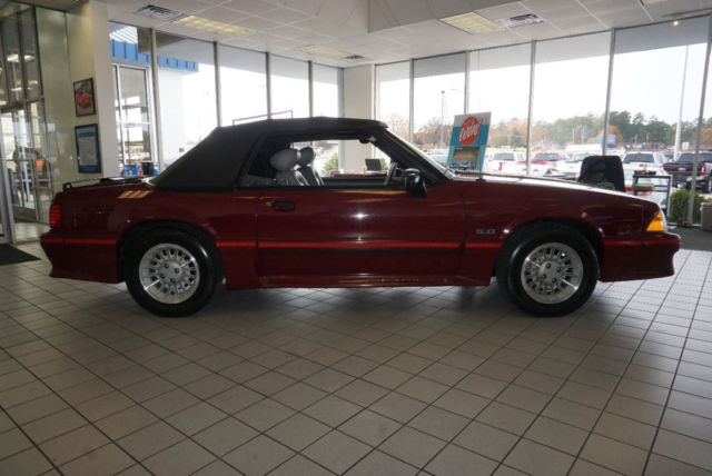 1989 Burgundy Ford Mustang Convertible