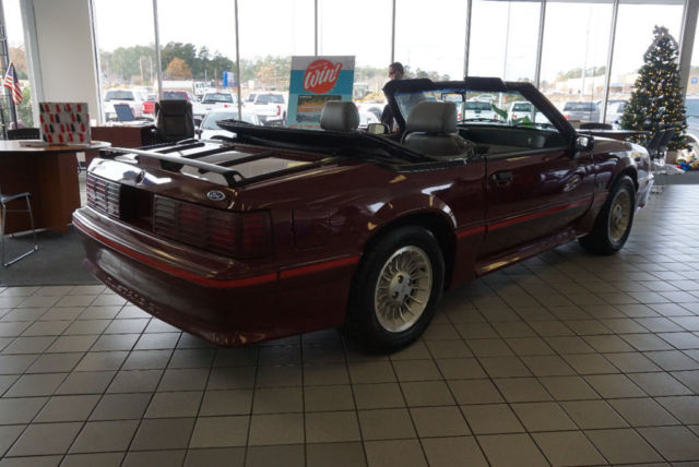 1989 Burgundy Ford Mustang Convertible