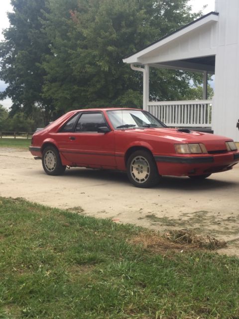 1985 Red Ford Mustang Hatchback