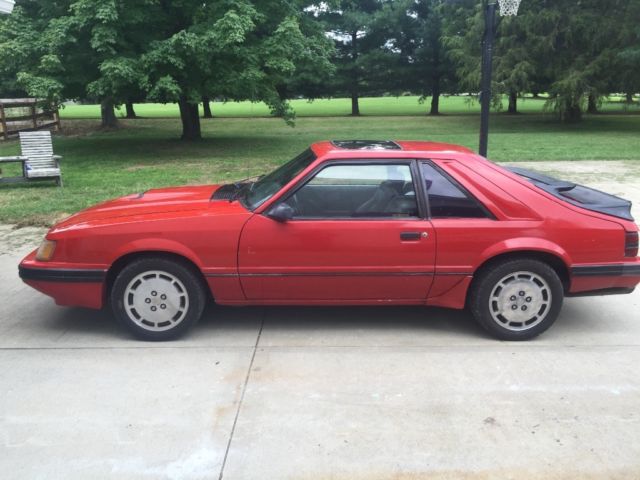 1985 Red Ford Mustang Hatchback