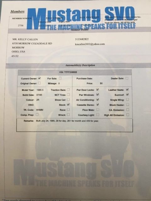 1985 Red Ford Mustang Hatchback