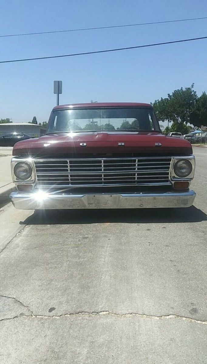 1969 Burgundy Ford F-100 Standard Cab Pickup