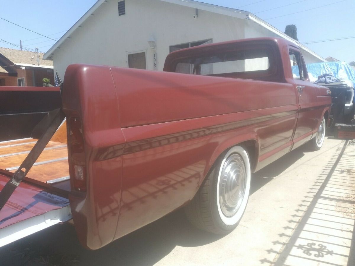 1969 Burgundy Ford F-100 Standard Cab Pickup