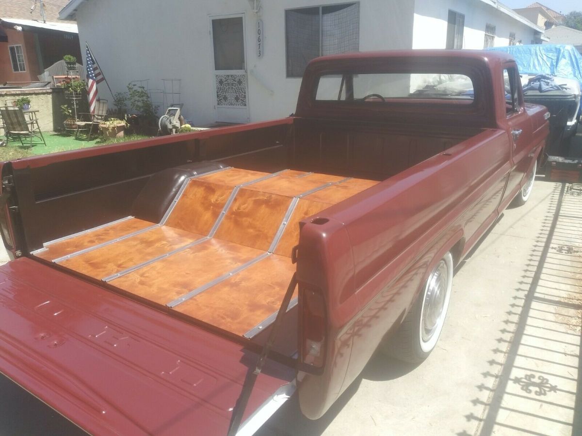 1969 Burgundy Ford F-100 Standard Cab Pickup
