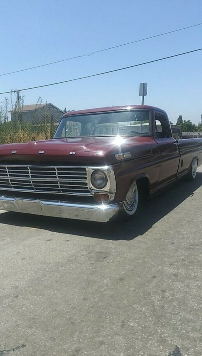 1969 Burgundy Ford F-100 Standard Cab Pickup