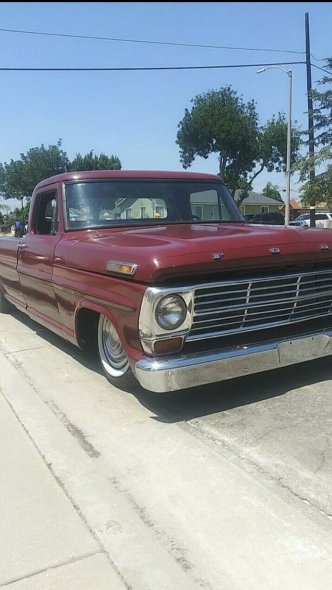 1969 Burgundy Ford F-100 Standard Cab Pickup