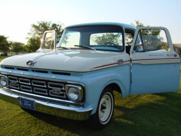 1964 WHITE AND BLUE Ford F-100 Pickup Truck