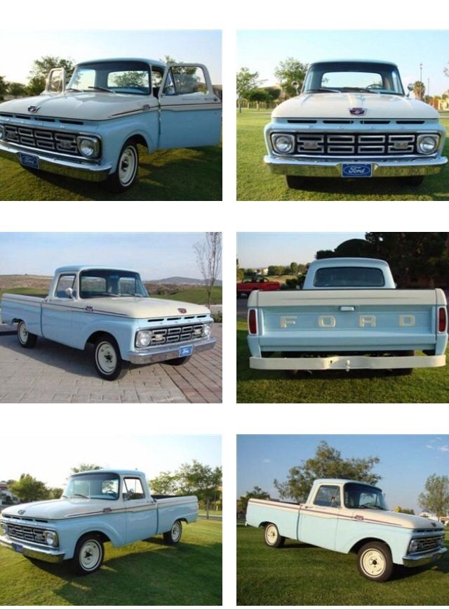 1964 WHITE AND BLUE Ford F-100 Pickup Truck