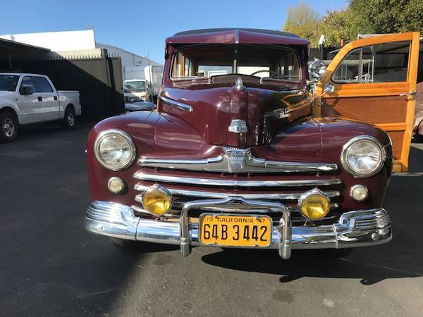 1947 Burgundy Ford Woody SUV