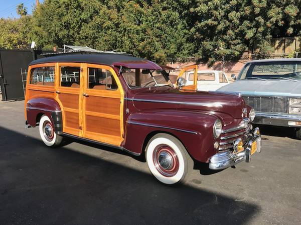1947 Burgundy Ford Woody SUV