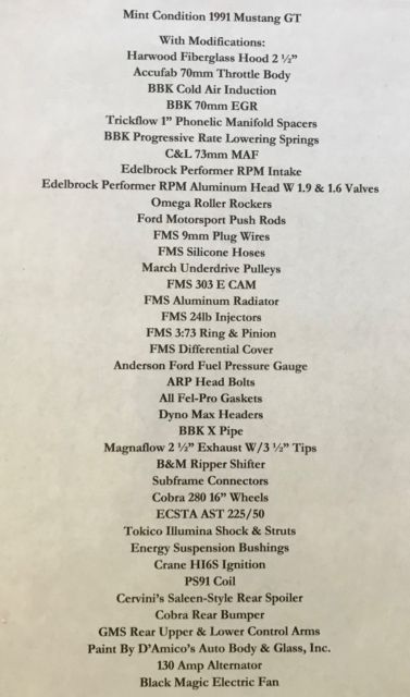 1991 White Ford Mustang Hatchback