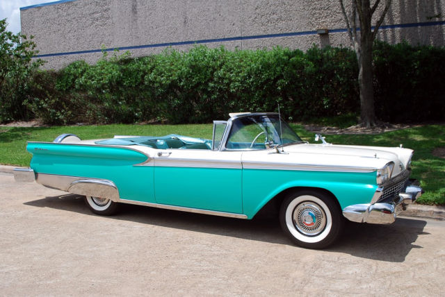 1959 Turquoise & White Ford Galaxie Convertible
