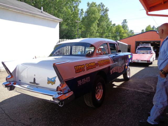1957 Blue and White Chevrolet Bel Air/150/210