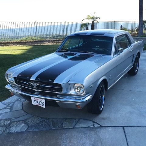 1965 Silver with black stripes Ford Mustang Coupe