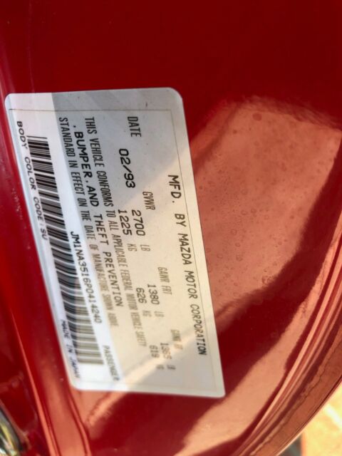 1993 Red Mazda MX-5 Miata Convertible