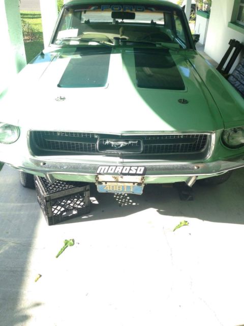 1967 Green , with dark green stripes Ford Mustang Coupe