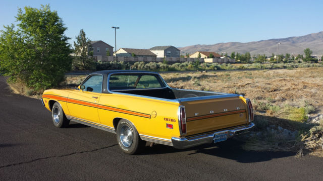 1971 medium goldenrod yellow Ford Ranchero truck car el camino ranchero