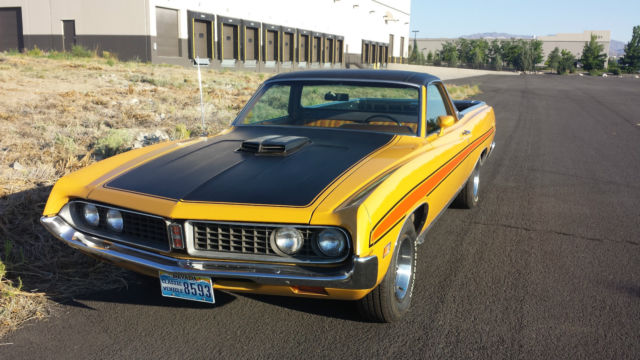 1971 medium goldenrod yellow Ford Ranchero truck car el camino ranchero