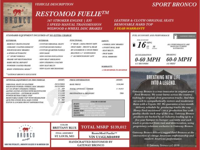 1972 Brittany Blue Ford Bronco SUV