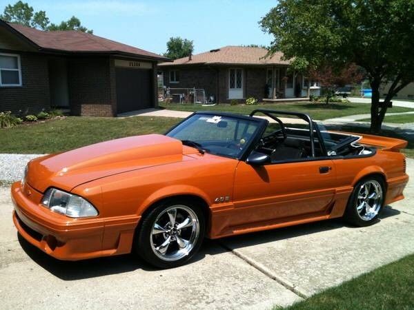 1987 Orange Ford Mustang Convertible