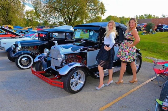 1928 Black n Silver Flames Ford Model A Coupe