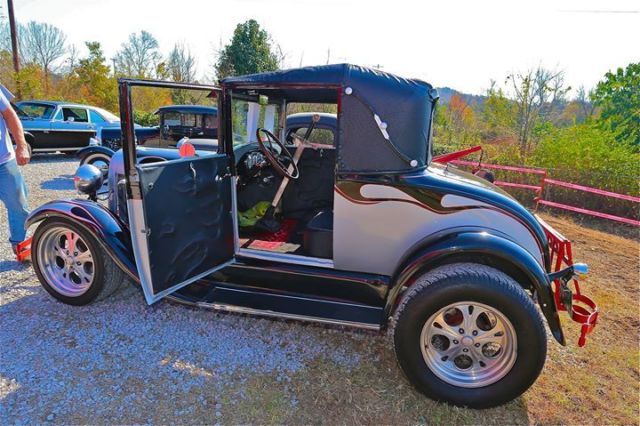 1928 Black n Silver Flames Ford Model A Coupe
