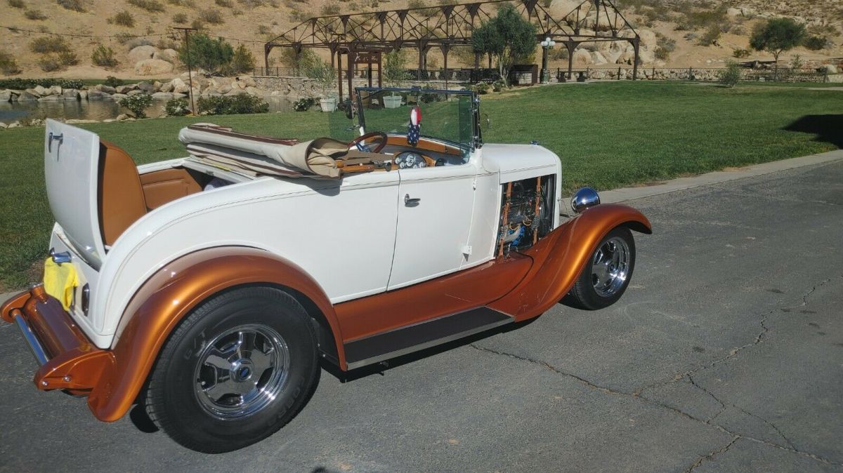 1929 Pearl white/ Tangerine metallic Ford Model A Convertible