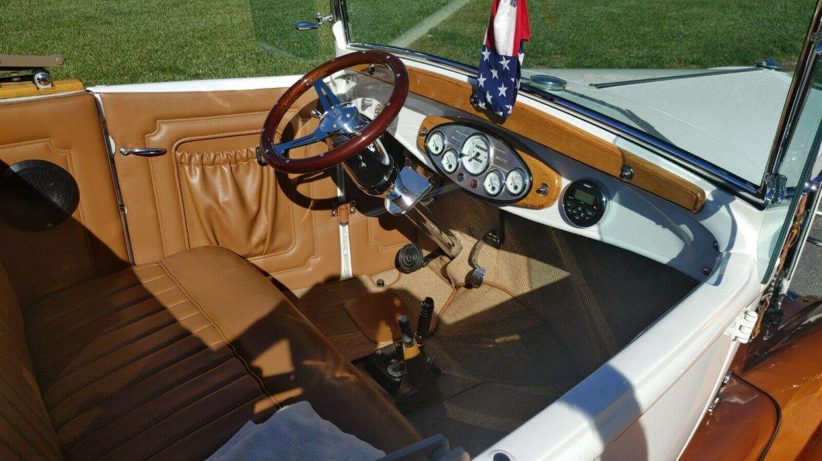 1929 Pearl white/ Tangerine metallic Ford Model A Convertible