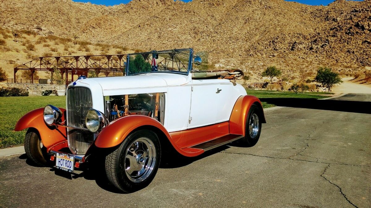 1929 Pearl white/ Tangerine metallic Ford Model A Convertible