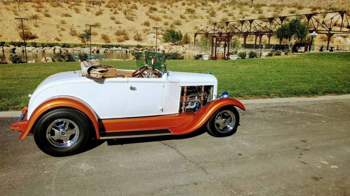 1929 Pearl white/ Tangerine metallic Ford Model A Convertible
