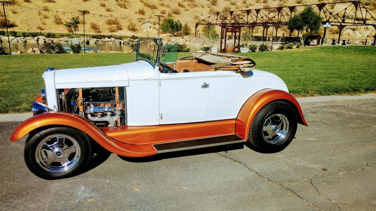 1929 Pearl white/ Tangerine metallic Ford Model A Convertible